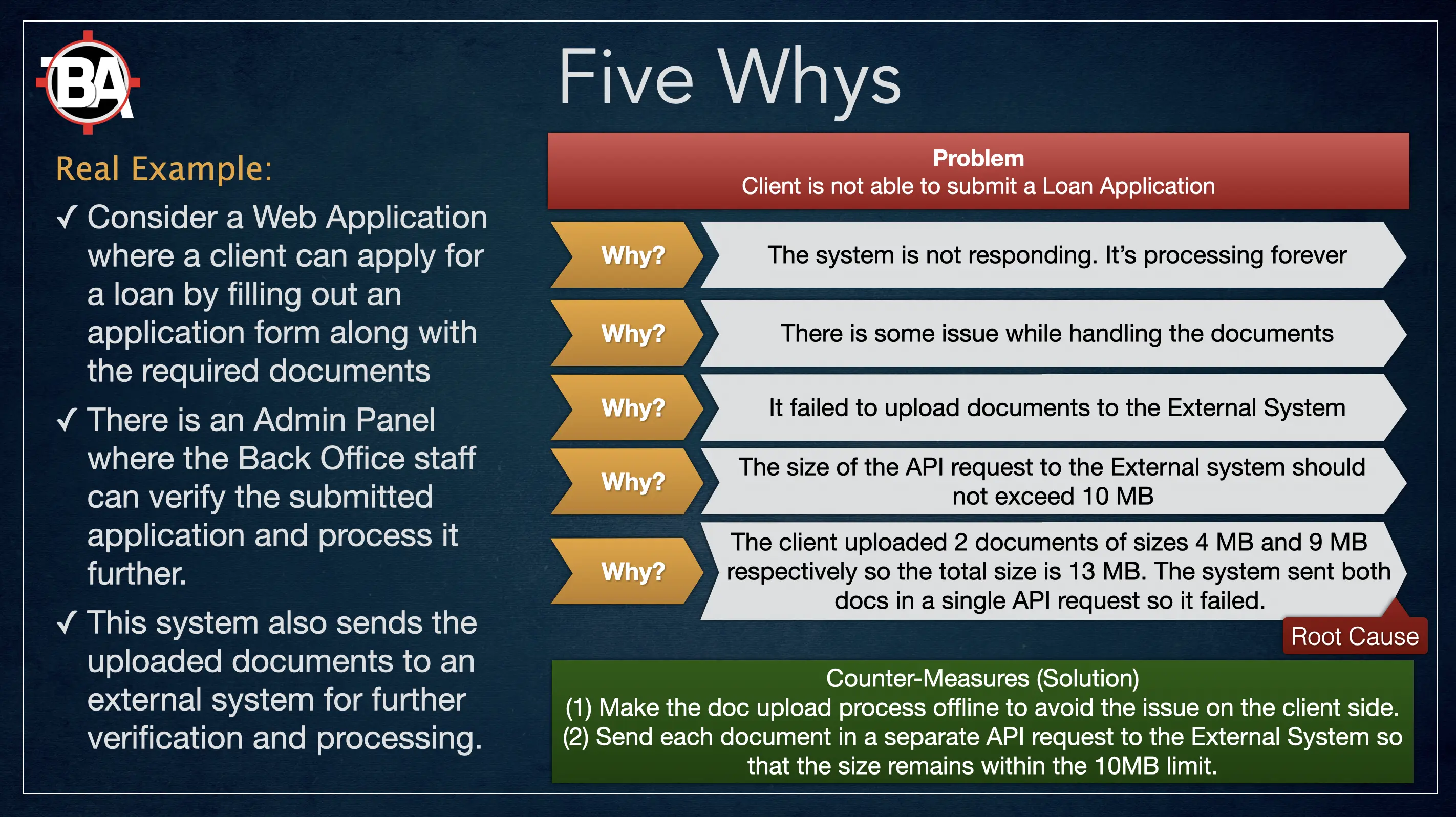 Five Whys - Real-world Example - BA Scope